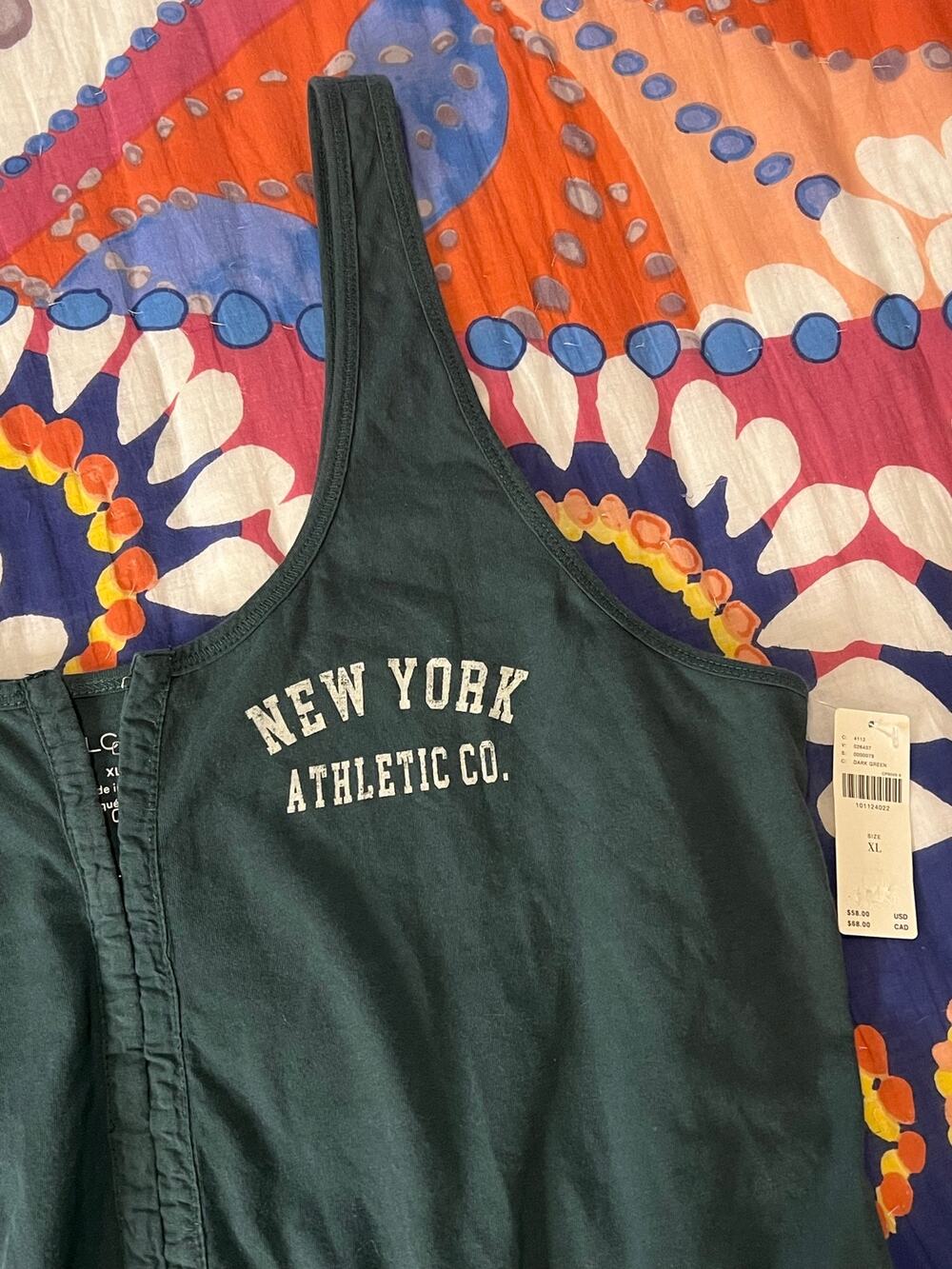 Anthropologie Tank Top New York Athletic Co Dark Green Eye Hook & Eye Size XL